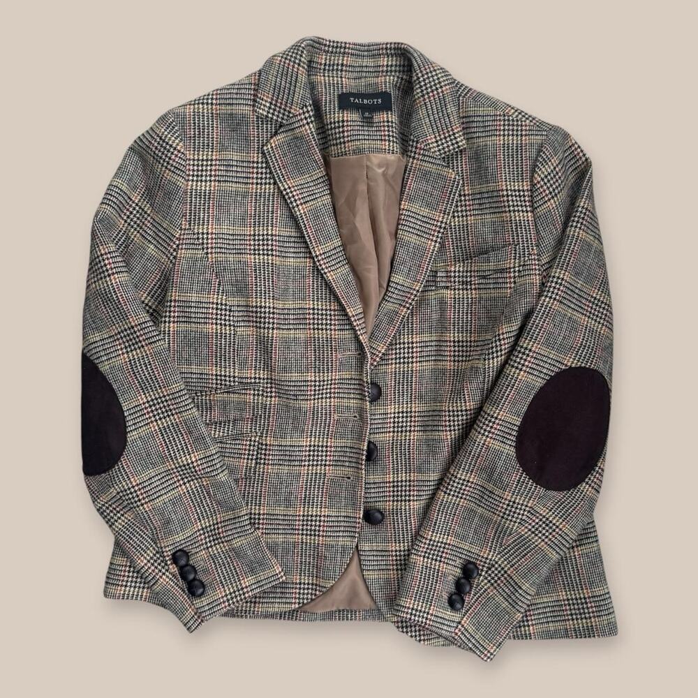 Fall Plaid Riding Jacket w/ Buttons & Patches Size 10/12 Vintage Blazer Talbot’s
